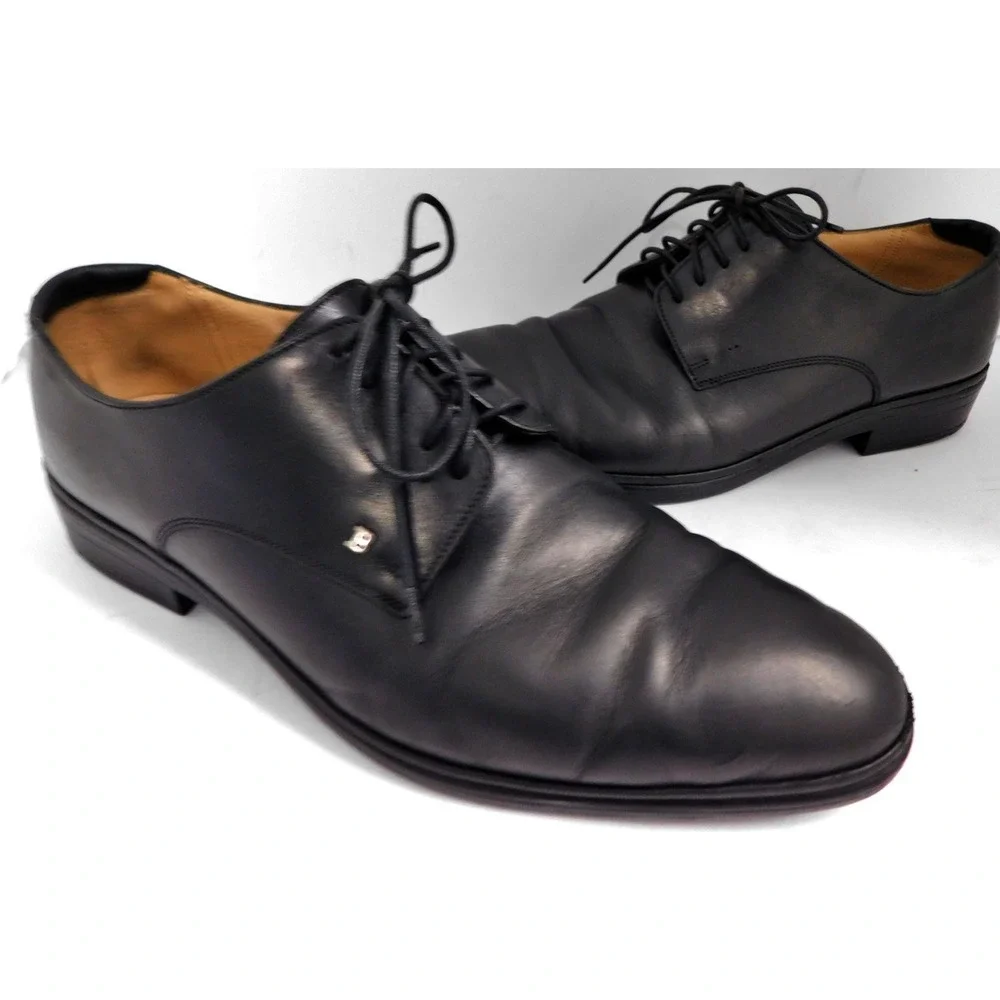 Bally Switzerland Cattford Black Leather Oxford Shoes 10 EEE